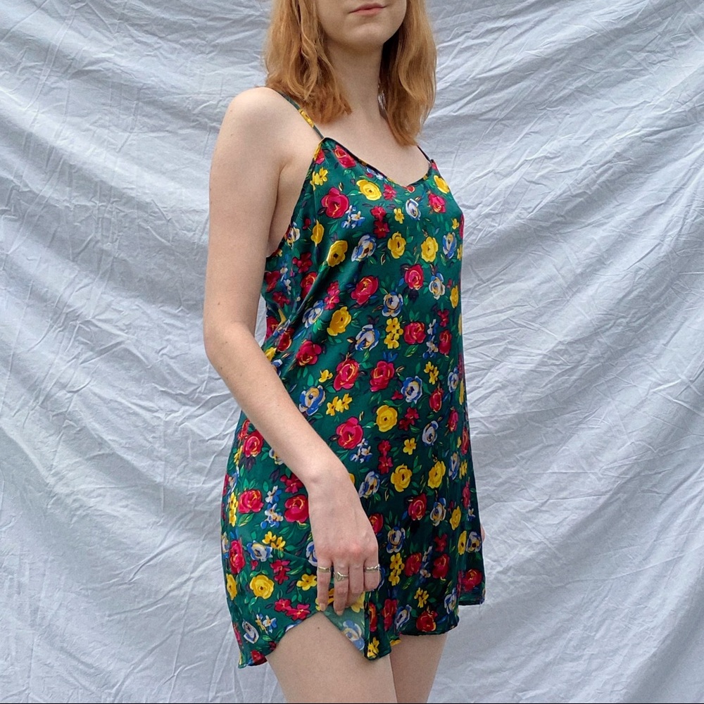 SOLD NWT Vintage 80s/90s Floral Silk Slip Dress